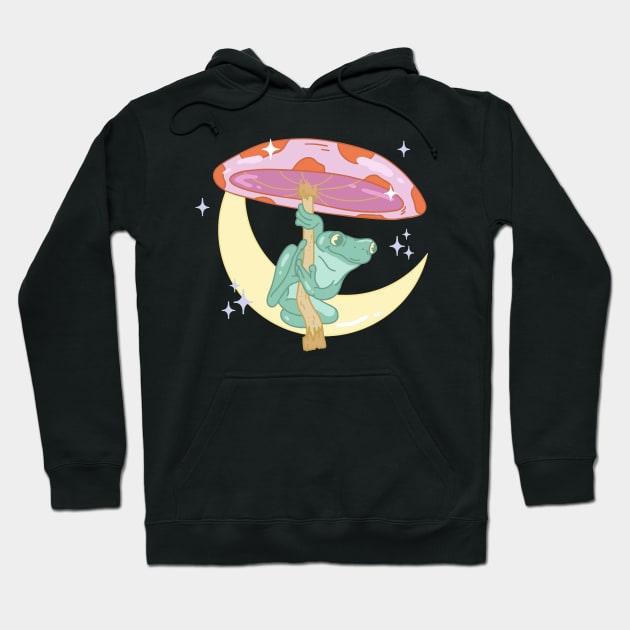 Frog Riding on Mushroom Moon Hoodie by Little Designer